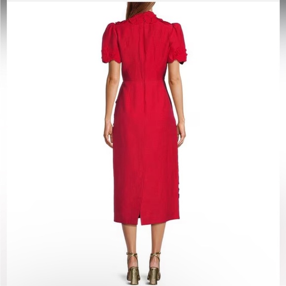 NWT Antonio Melani Willow Floral Applique Mock Neck Short Sleeve Midi Dress - Picture 4 of 12